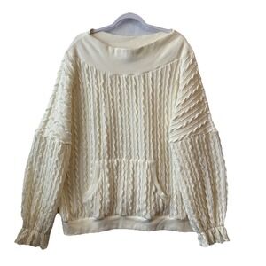 Susan Betro Butter Yellow Boat Neck Cable Knit Ruffle Sweater Women's 3X Boho